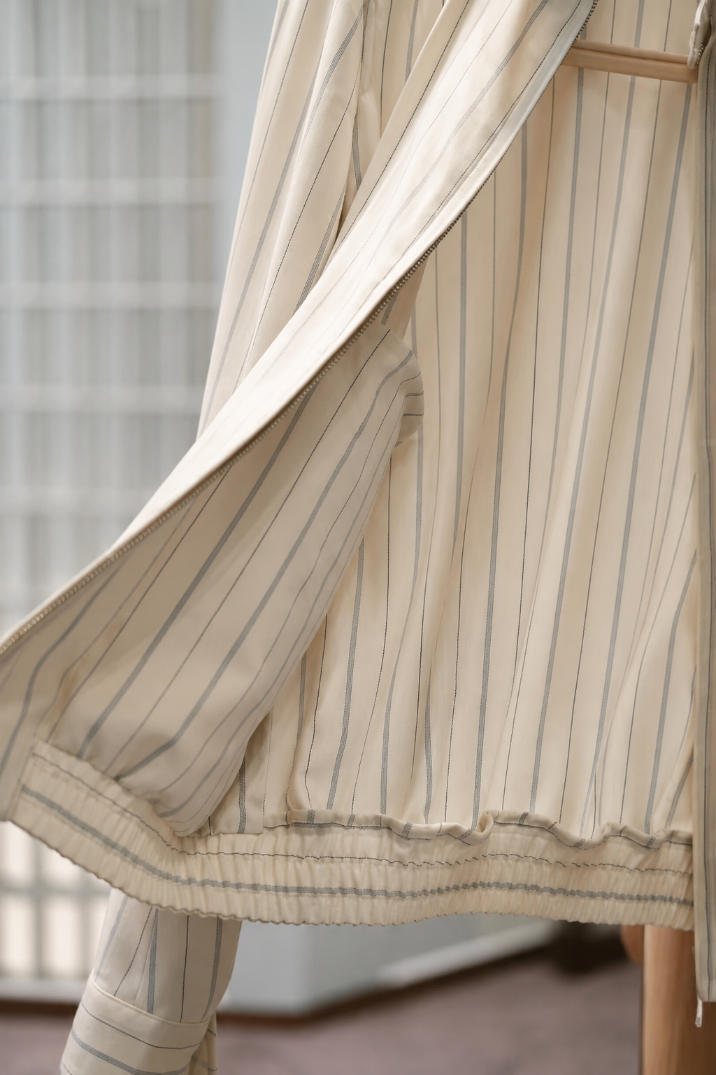 Colombo Ivory Stripe Wool Zip Jacket